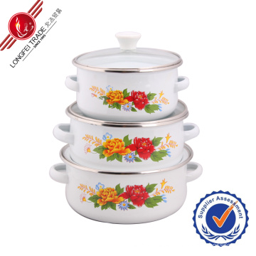 Selectable Decal Durable Kitchenware Enamel Cookware Set